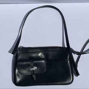 Nine West Adjustable Crossbody Handbag Purse Black Vegan Leather